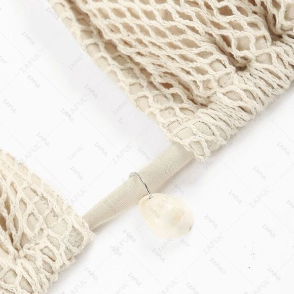 ZAFUL Women Bikini Set Two Piece Textured Beaded Tie Back Halter Cheeky Swimsuit - Picture 7 of 15